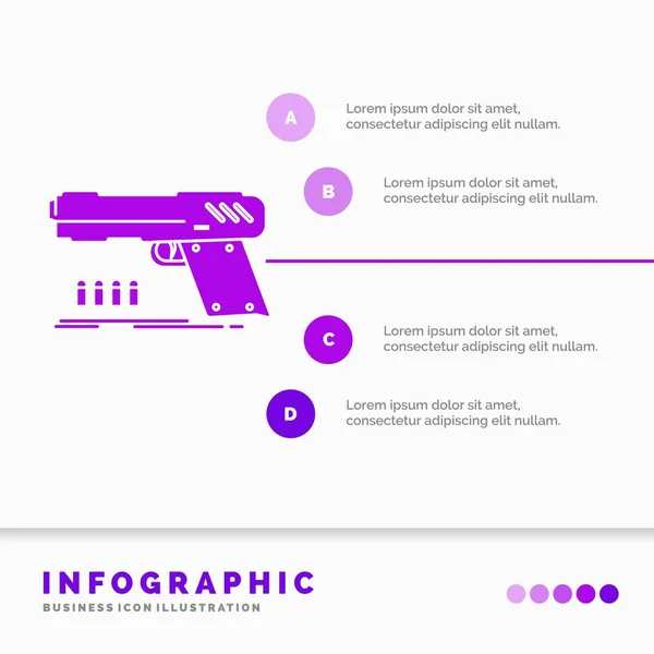 Arma Pistola Pistola Atirador Arma Infográficos Modelo Para Site Apresentação — Vetor de Stock