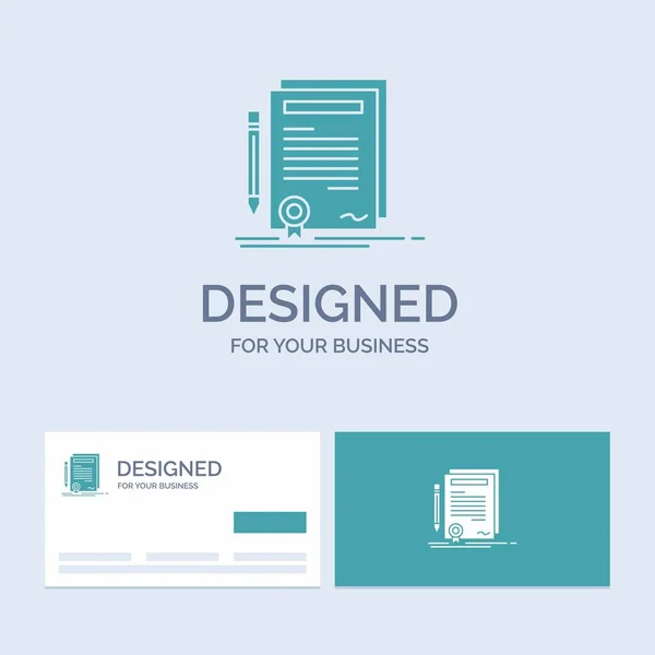 Business Certificato Contratto Laurea Documento Business Logo Glyph Icon Simbolo — Vettoriale Stock