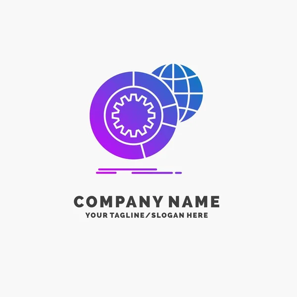 Dados Big Data Análise Globo Serviços Purple Business Logo Template — Vetor de Stock