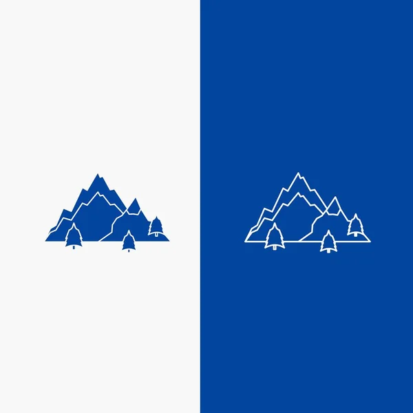 Гора Краєвид Хілл Природи Лінія Дерева Гліфів Web Кнопки Синій — стоковий вектор