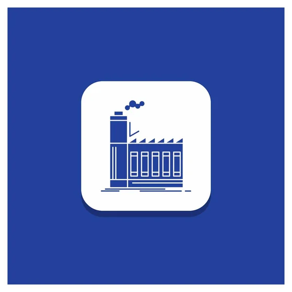 Blue Button Factory Industrial Industry Manufacturing Production Glyph Icon — Stock Vector