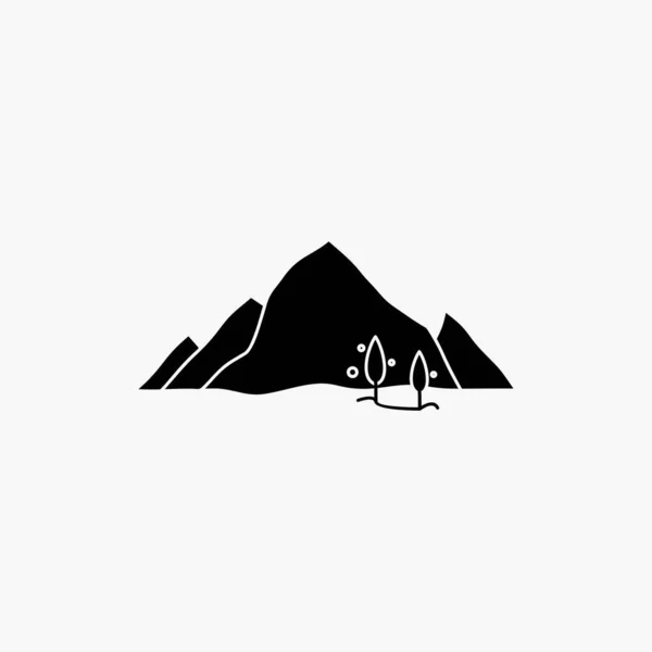 Berg Heuvel Landschap Natuur Boom Glyph Pictogram Vectorillustratie Geïsoleerd — Stockvector