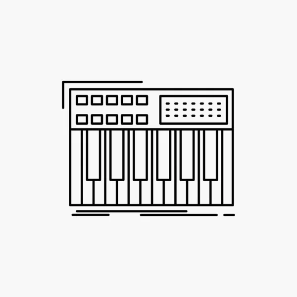 Toetsenbord Midi Synth Synthesizer Synthesizer Lijn Pictogram Vectorillustratie Geïsoleerd — Stockvector