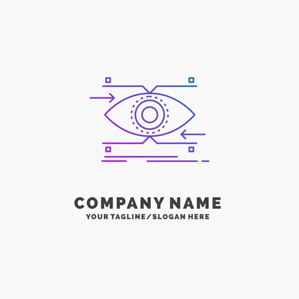 Aandacht Oog Focus Zoek Visie Paarse Business Logo Template Plaats — Stockvector