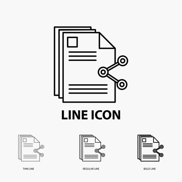 Контент Файлы Обмен Общий Доступ Документ Иконка Тонком Ярком Жирном — стоковый вектор