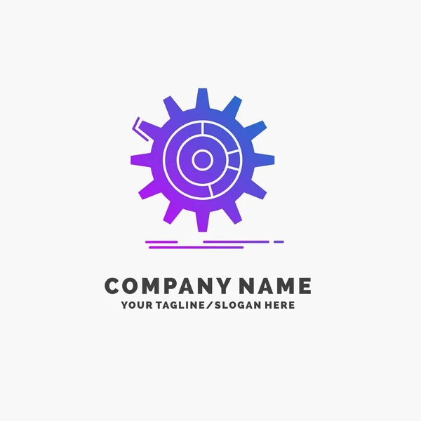 Configuración Datos Gestión Proceso Progreso Purple Business Logo Template Lugar — Archivo Imágenes Vectoriales