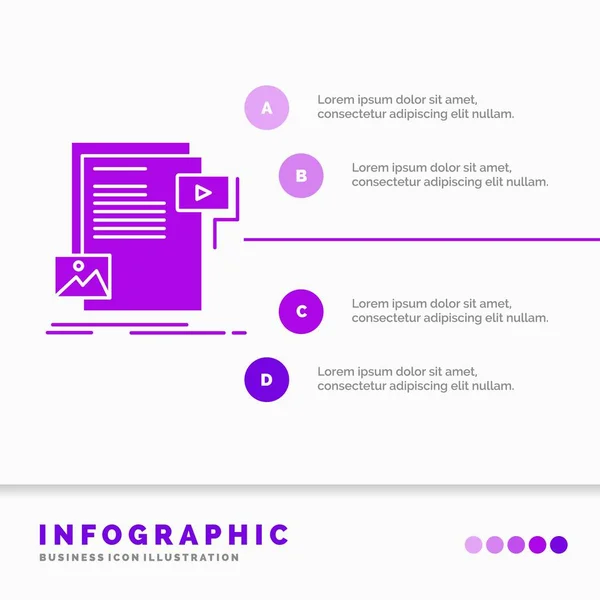 Data Document File Media Website Infographics Template Website Presentation Glifo — Vector de stock