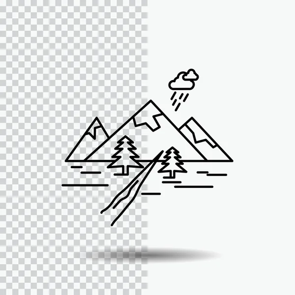 Βράχια Λόφος Τοπίο Φύση Βουνό Εικονίδιο Γραμμή Διαφανές Φόντο Μαύρη — Διανυσματικό Αρχείο