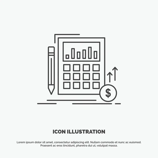 Calculation Data Financial Investment Market Icon Line Vector Gray Symbol — Stock Vector