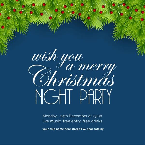 Önskar Dig Merry Christmas Night Party Bakgrund — Stock vektor
