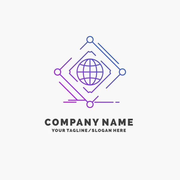 Complexo Global Internet Net Web Purple Business Logo Template Lugar — Vetor de Stock