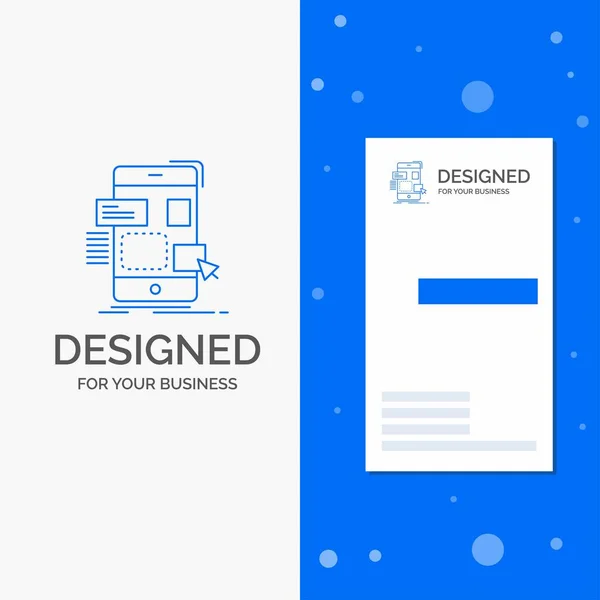Business Logo Drag Mobile Design Vertical Blue Business Visiting Card — Stock Vector