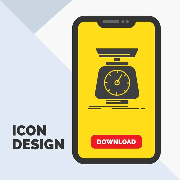 Implementación Masa Escala Escalas Volumen Glyph Icon Mobile Para Página — Vector de stock