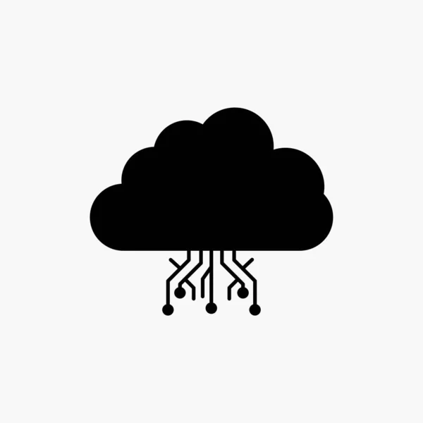Cloud Informatique Données Hébergement Réseau Glyph Icon Illustration Vectorielle Isolée — Image vectorielle