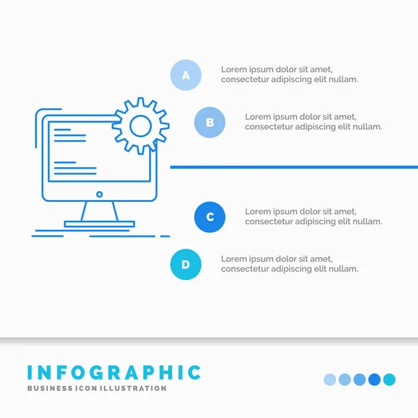 Internet Layout Page Site Static Infographics Template Website Presentation Line — Stock Vector