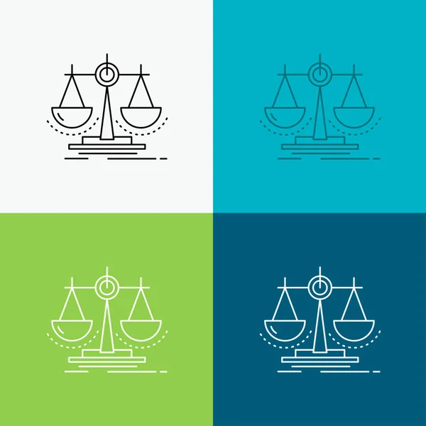 Equilíbrio Decisão Justiça Lei Escala Ícone Sobre Vários Antecedentes Design — Vetor de Stock