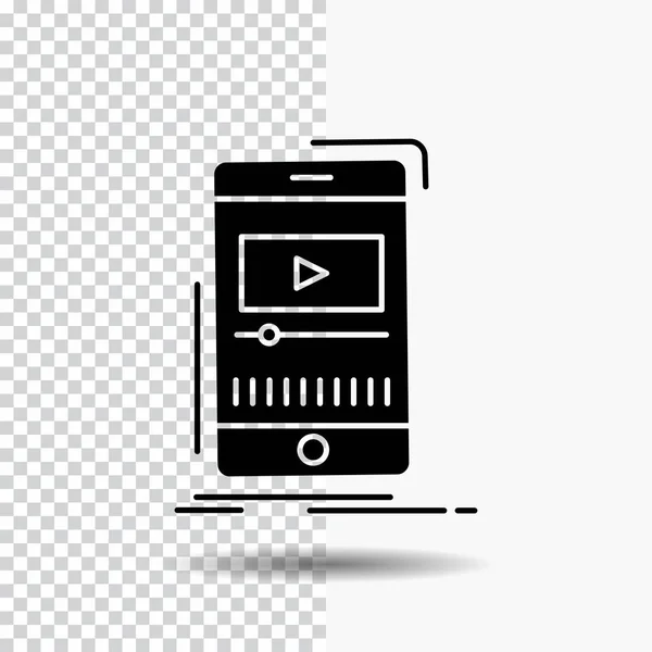 Media Music Player Video Mobile Glyph Icon Transparent Background Black — Stock Vector