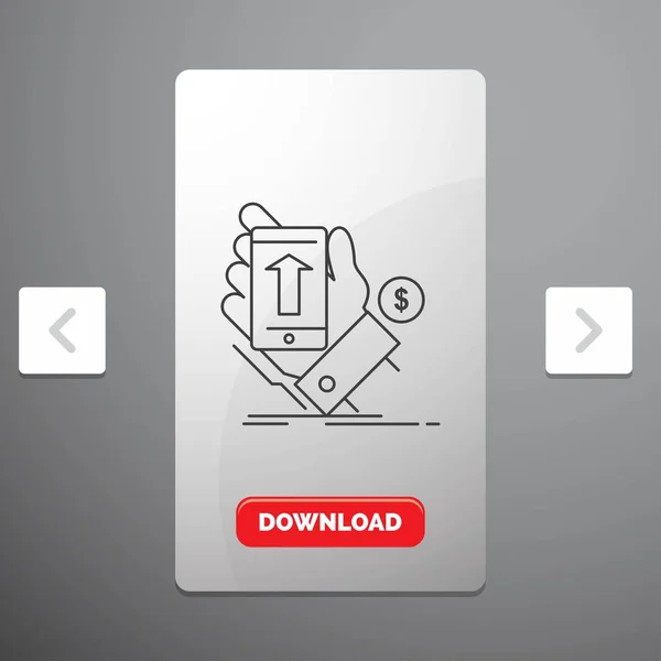 스마트폰 페이지 슬라이더 디자인 다운로드 버튼에서 아이콘 — 스톡 벡터