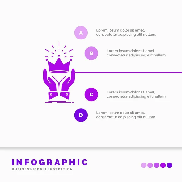 Corona Onore Mercato Reale Infografica Template Sito Web Presentazione Glyph — Vettoriale Stock