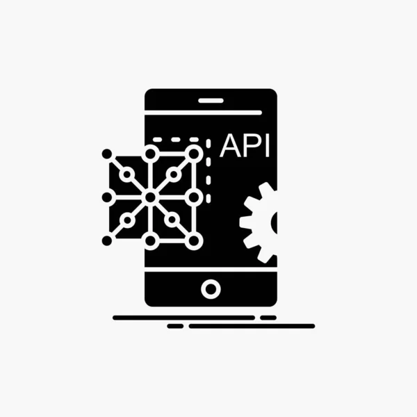 Api Aplikasi Coding Development Mobile Glyph Icon Vektor Diisolasi Ilustrasi - Stok Vektor