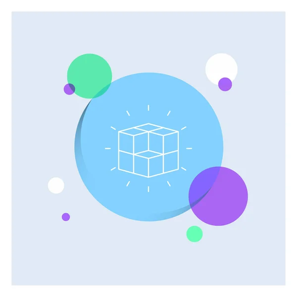 Box Labyrinth Puzzle Solution Cube White Line Icon Colorful Circle — Stockvector