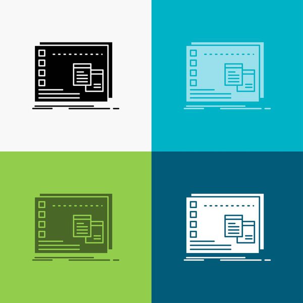 Window, Mac, operative, os, program Icon Over Various Background. Дизайн в стиле glyph, предназначенный для веб и приложений. Векторная иллюстрация Eps 10
