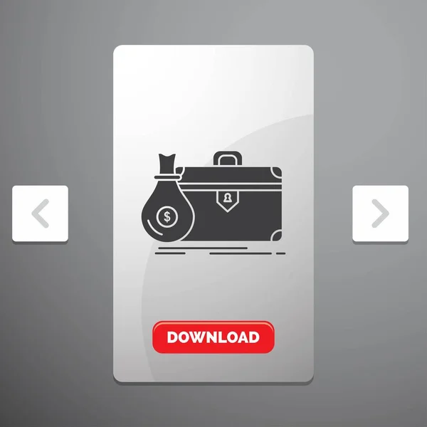 비즈니스 케이스 포트폴리오 페이지 슬라이더 디자인 다운로드 버튼에 아이콘 — 스톡 벡터