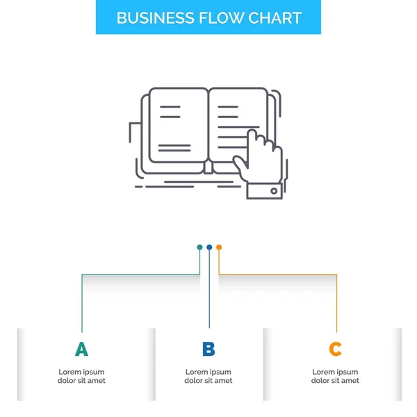 Livro Lição Estudo Literatura Leitura Business Flow Chart Design Com — Vetor de Stock