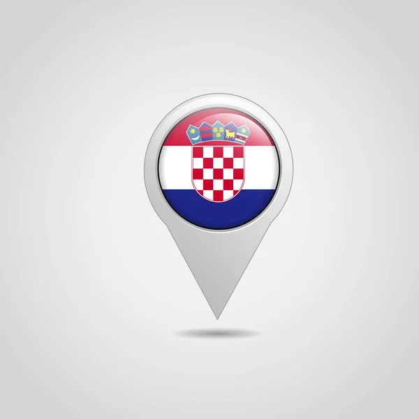 Croacia Bandera Mapa Puntero Diseño Vector — Vector de stock