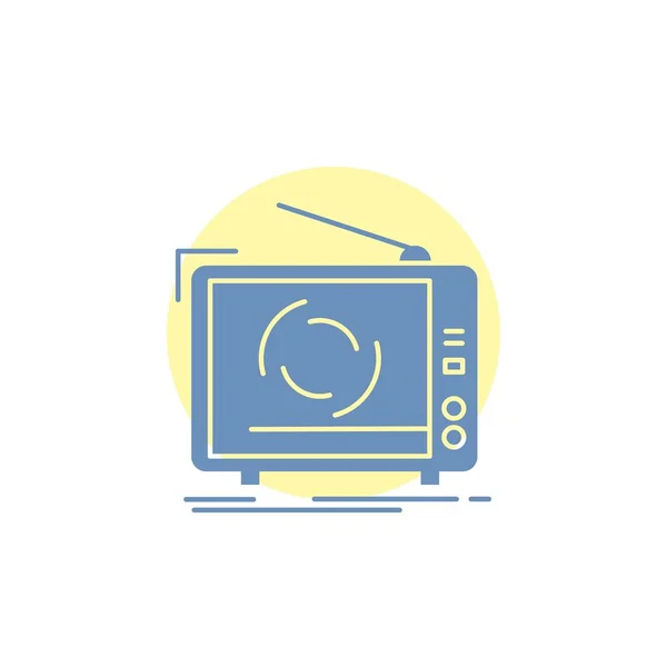 Anúncio Publicidade Televisão Conjunto Glyph Icon — Vetor de Stock