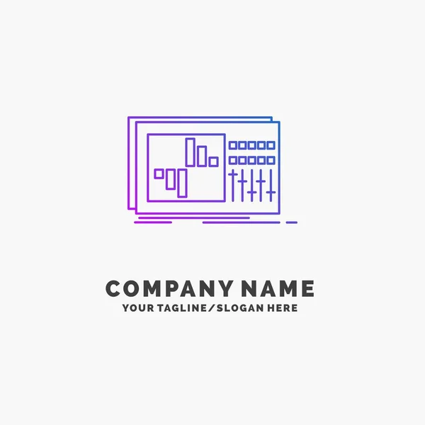 Controle Equalizador Equalização Som Estúdio Purple Business Logo Template Lugar — Vetor de Stock