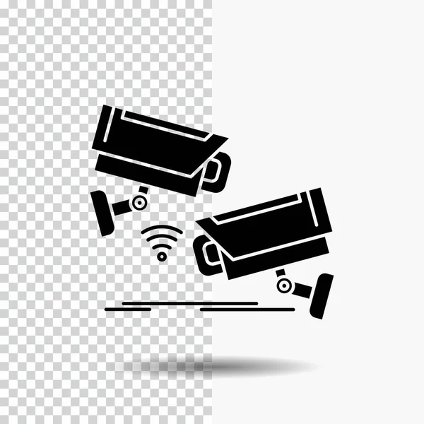 Cctv Camera Security Surveillance Technology Glyph Icon Transparent Background Black — Stock Vector