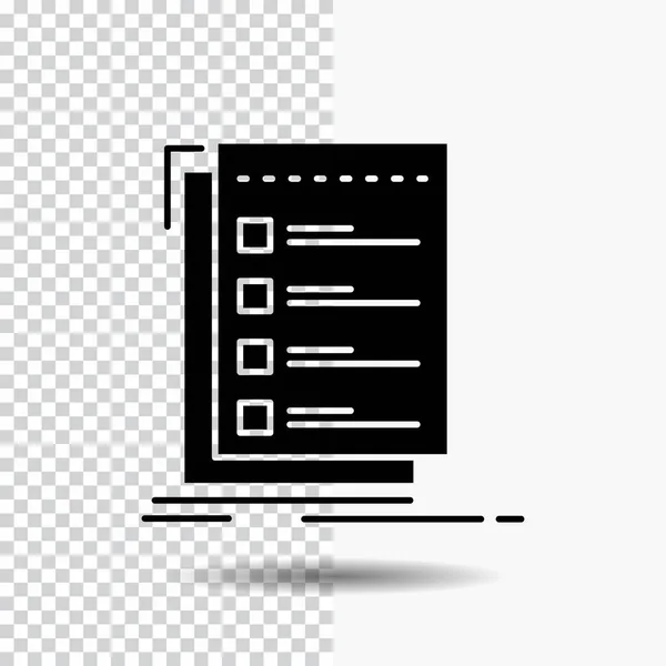 Check Checklist List Task Glyph Icon Transparent Background Ikon Hitam - Stok Vektor