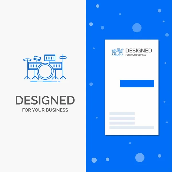 Business Logo Drum Drums Instrument Kit Musical Vertical Blue Business — Stock Vector