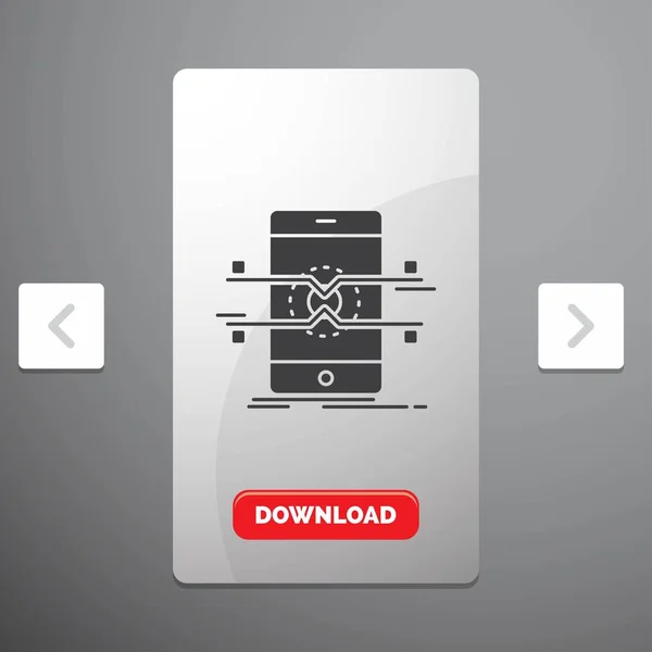 Api 인터페이스 모바일 스마트폰 페이지 슬라이더 디자인 다운로드 버튼에 아이콘 — 스톡 벡터