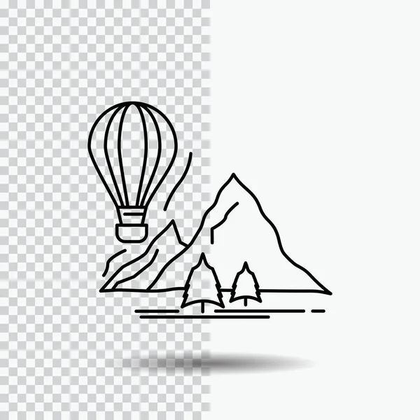 Explorar Viajar Montanhas Camping Balões Ícone Linha Fundo Transparente Ilustração —  Vetores de Stock