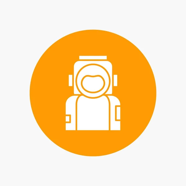 Astronauta Espacio Astronauta Casco Traje Glifo Blanco Icono Círculo Ilustración — Vector de stock