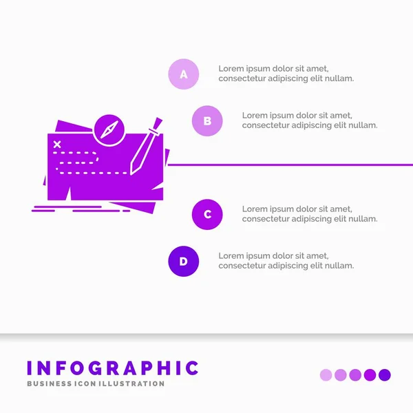 Peli Kartta Tehtävä Etsintä Rooli Infographics Malli Verkkosivusto Esittely Glyph — vektorikuva