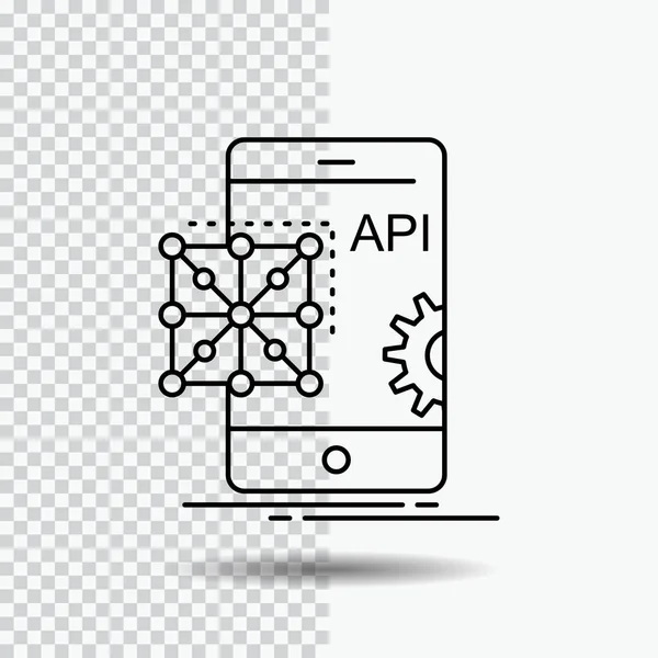 Api Aplicación Codificación Desarrollo Icono Línea Móvil Sobre Fondo Transparente — Vector de stock