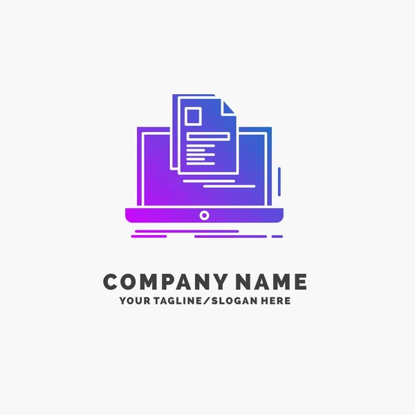 Account Laptop Verslag Print Paarse Business Logo Template Plaats Voor — Stockvector