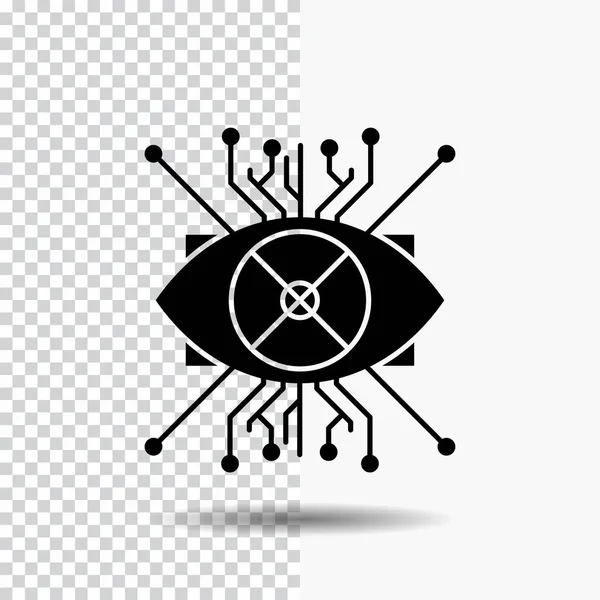 Augmentation Cyber Auge Linse Glyph Symbol Auf Transparentem Hintergrund Schwarzes — Stockvektor