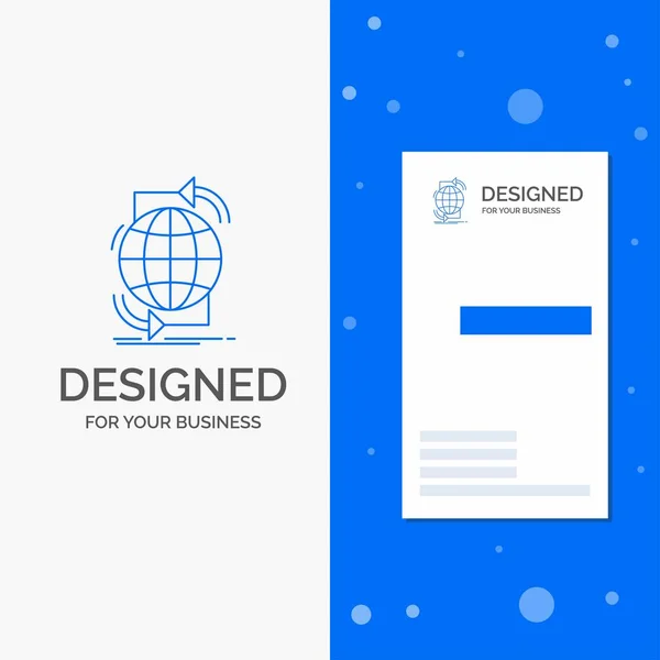 Логотип Бізнесу Єднання Глобальний Інтернет Мережа Інтернет Вертикальний Синій Бізнес — стоковий вектор