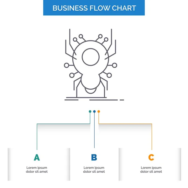 Ошибка Насекомое Паук Вирус App Business Flow Chart Design Шагами — стоковый вектор