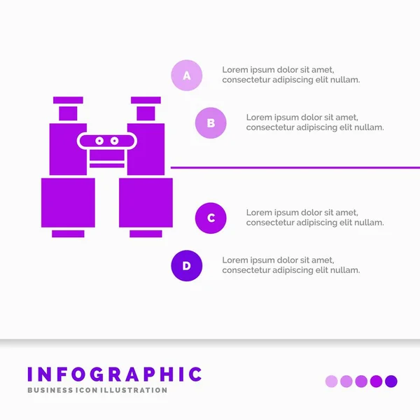Binóculos Encontrar Pesquisar Explorar Camping Modelo Infográficos Para Site Apresentação — Vetor de Stock