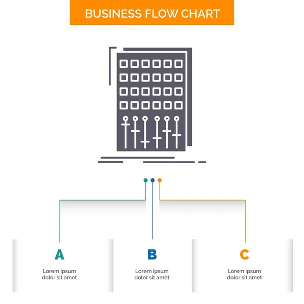 Аудио Управление Микс Микст Студия Business Flow Chart Design Шагами — стоковый вектор