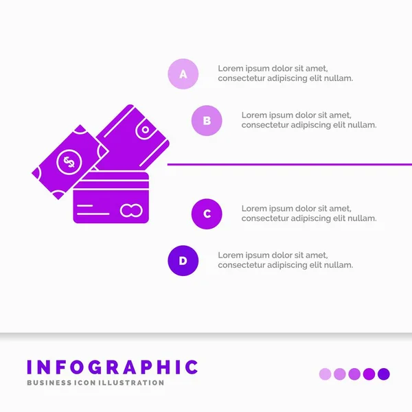 Cartão Crédito Dinheiro Moeda Dólar Carteira Modelo Infográficos Para Site — Vetor de Stock