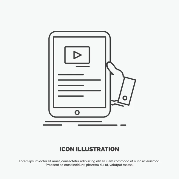 Foro Línea Webinar Seminario Icono Tutorial Línea Vectorial Símbolo Gris — Vector de stock