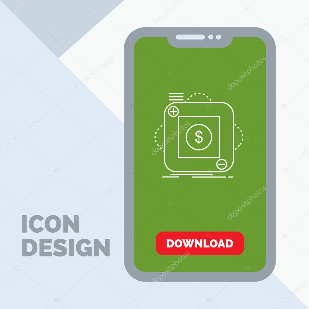 purchase, store, app, application, mobile Line Icon in Mobile for Download Page