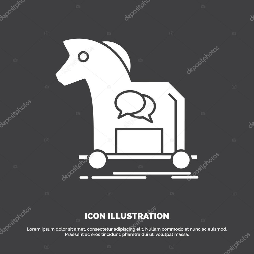 Cybercrime, horse, internet, trojan, virus Icon. glyph vector symbol for UI and UX, website or mobile application