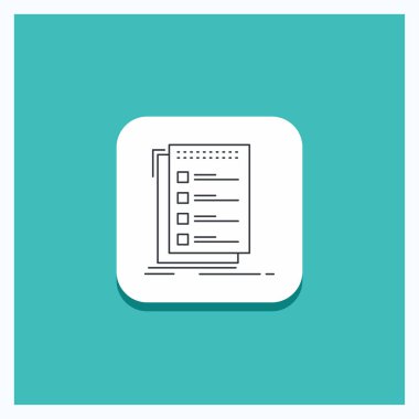 Yuvarlak düğmesi için simge turkuaz arka plan hizalamak için kontrol, denetim listesi, liste, görev,